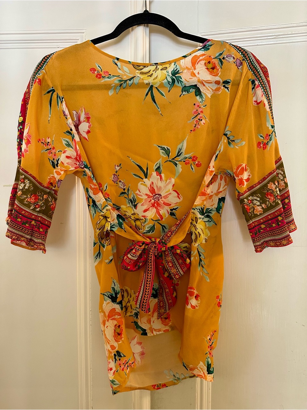 Vineet Bahl Floral Mustard Silk Blouse